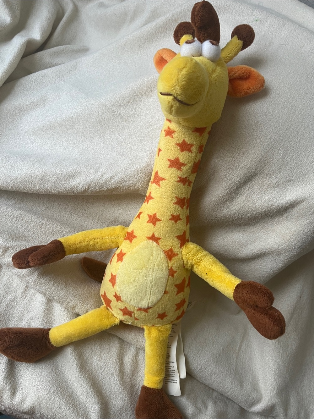 Plush Yellow Giraffe with Orange Stars - Soft Stuffed Animal